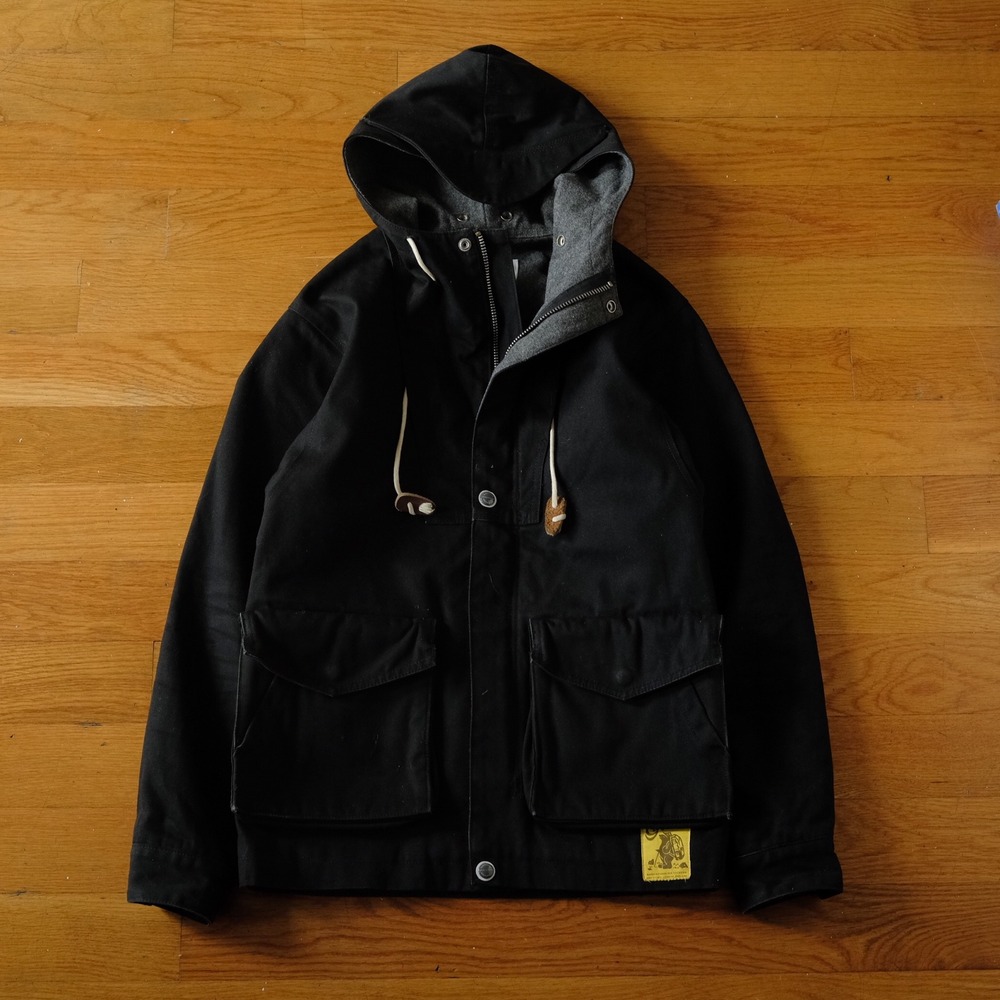 Garbstore Black Hooded Utility Jacket XS Cotton Canvas Workwear Parka‎ Workwear